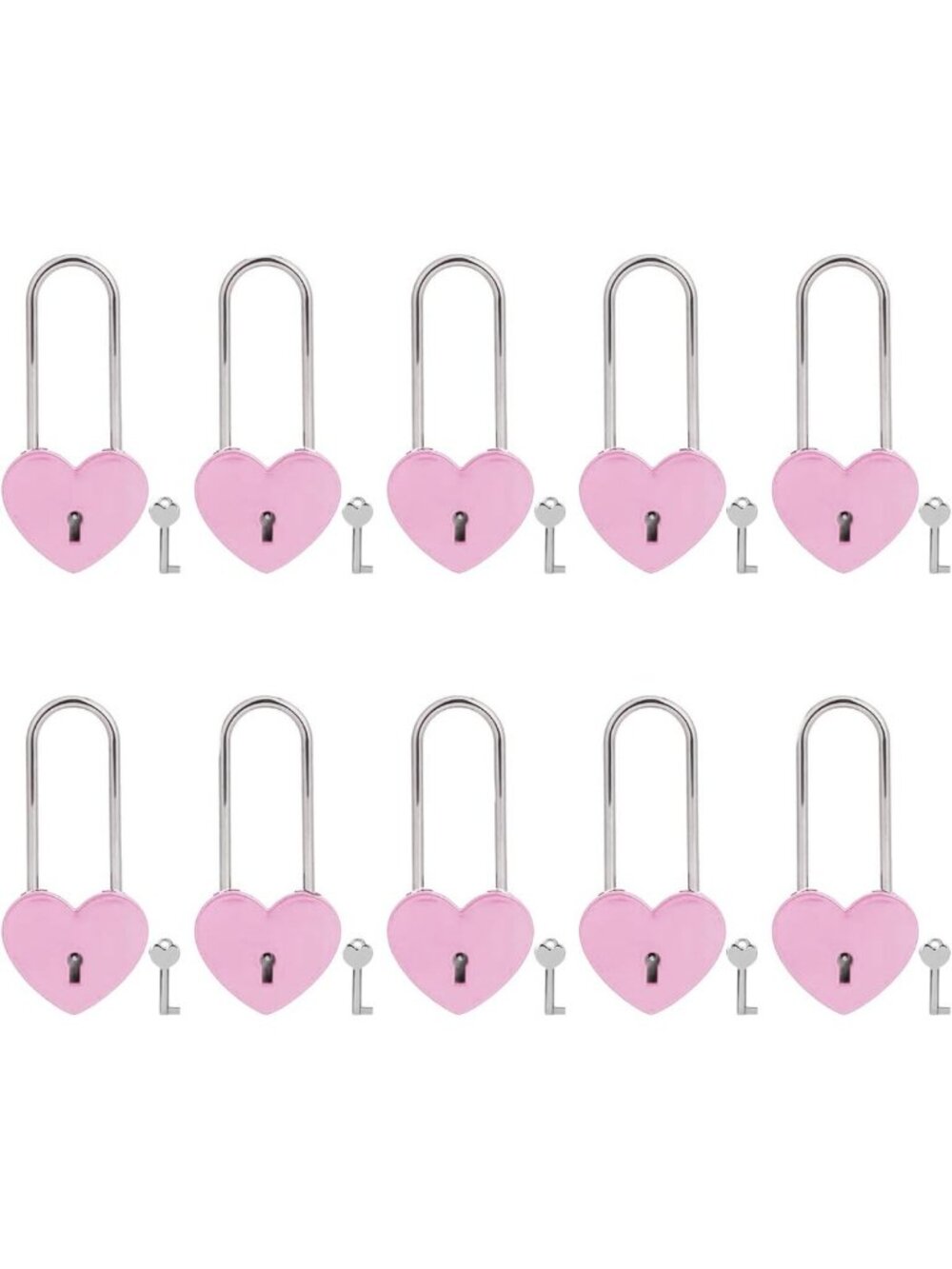 10pcs Matte Pink Heart-Shaped Padlocks for Love, Weddings, Anniversaries